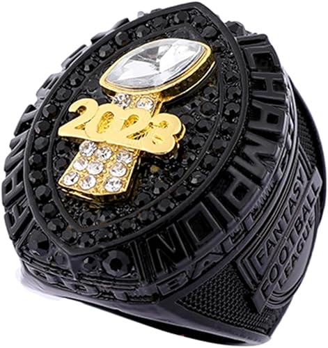 Miniatura 2 de Anillo de campeonato de fútbol de fantasía 2023 Premio de anillo de trofeo Deporte MVP ganador del campeón de la liga FFL (talla 12 con caja gratis,