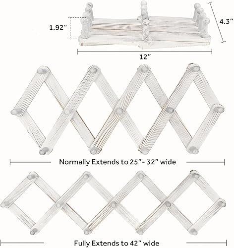 Miniatura 2 de Homode Perchero de pared de acordeón, extensible para colgar abrigos, sombreros, tazas, bolsos, bolsos, bolsos, bolsos, collares, color blanco