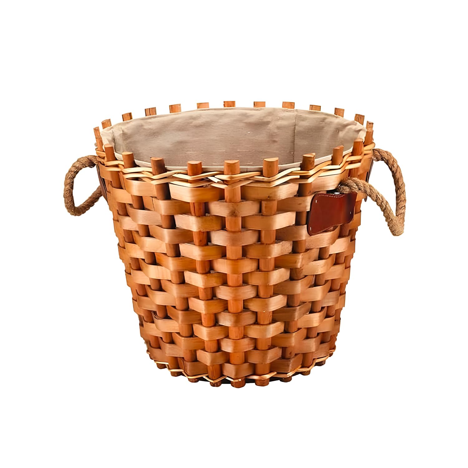 Avilia Cesta Portalegna da Interno Foderata, 47x40cm - Design Elegante in Rattan, Maniglie per Trasporto, Ideale per Camino e Ardere
