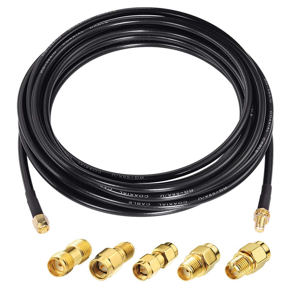 SuperbatSMA Male to SMA Female Coaxial Coax Cable 25ft + 5pcs RF Coax Adapter KIT for Router/Antenna/Signal Enhancer/Wireless Adapter etc.
