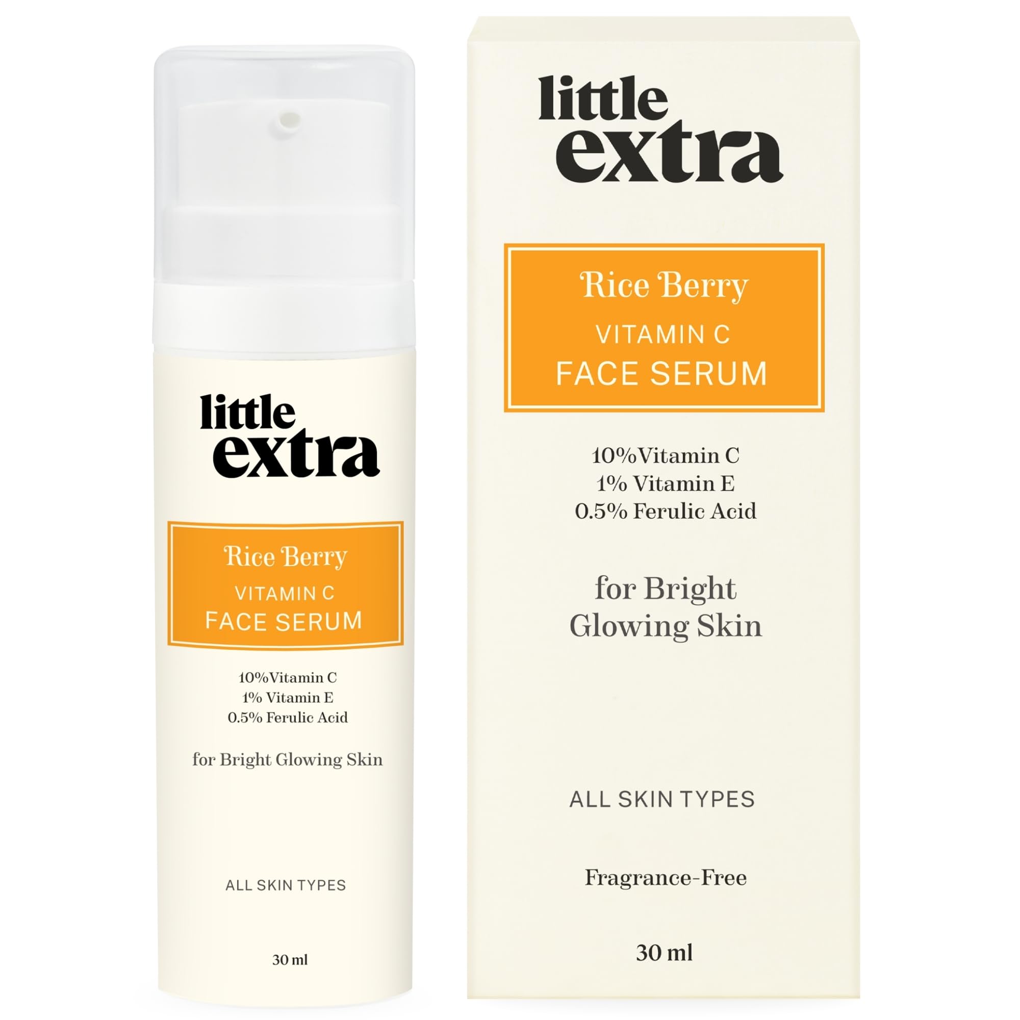 little extraRice Berry 10% Vitamin C Face Serum for Glowing, Bright Skin - Fade Dark Spots, for Dull Skin, Uneven Skin Tone, Non Irritating, All Skin Types, Women and Men, 30ml