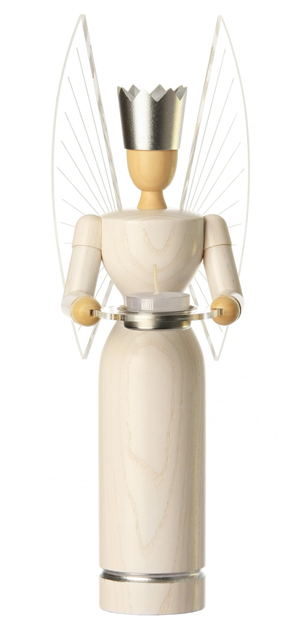 Ange lumineux Seiffener Volkskunst cadeau de Noël authentique en bois blanc LED