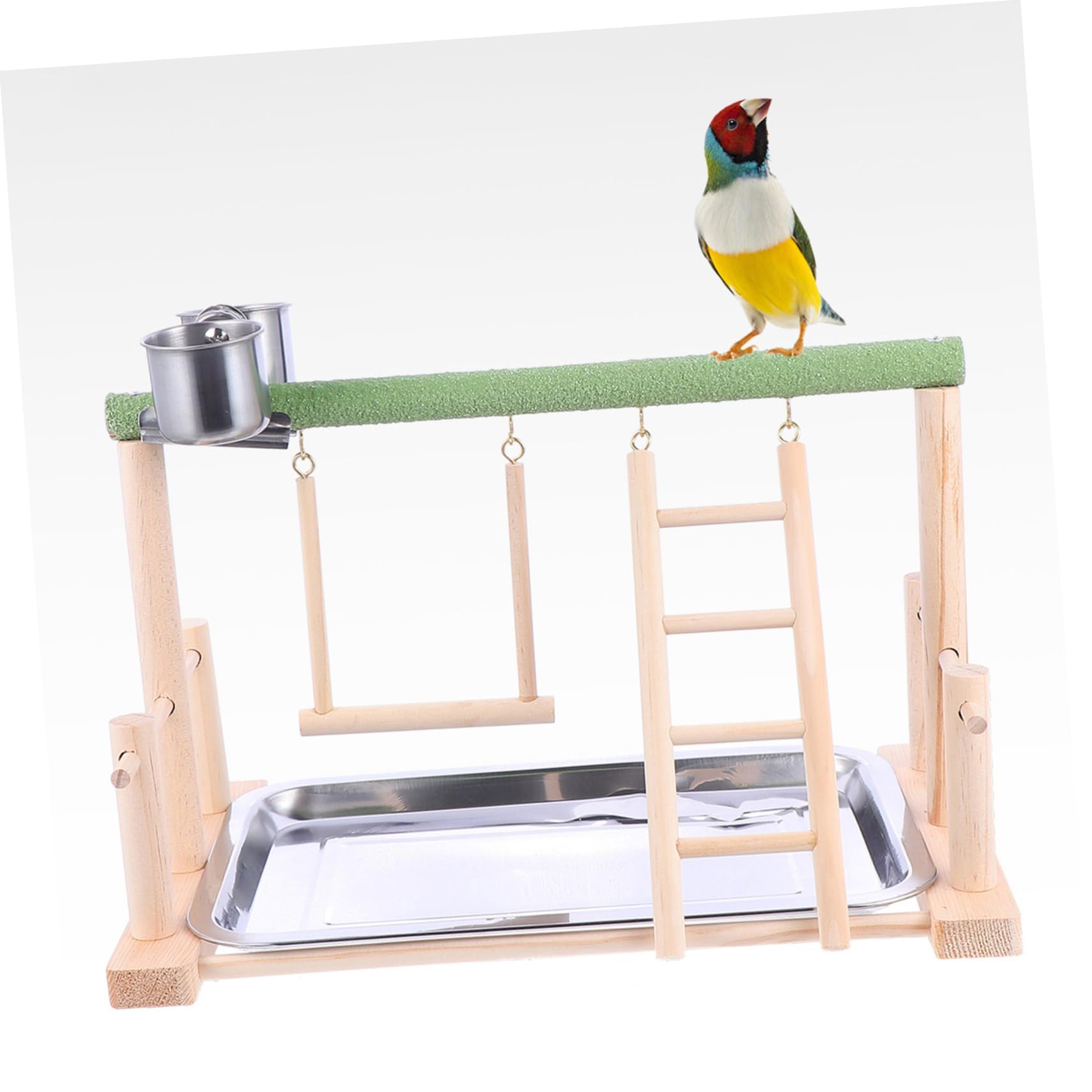 ERINGOGO Trespolo Per Uccelli Legno Con Piattaforma Di Gioco e Scala Per Pappagalli Cocoriti e Uccelli Simili Gioco e Addestramento Per Vita Sana e Felice
