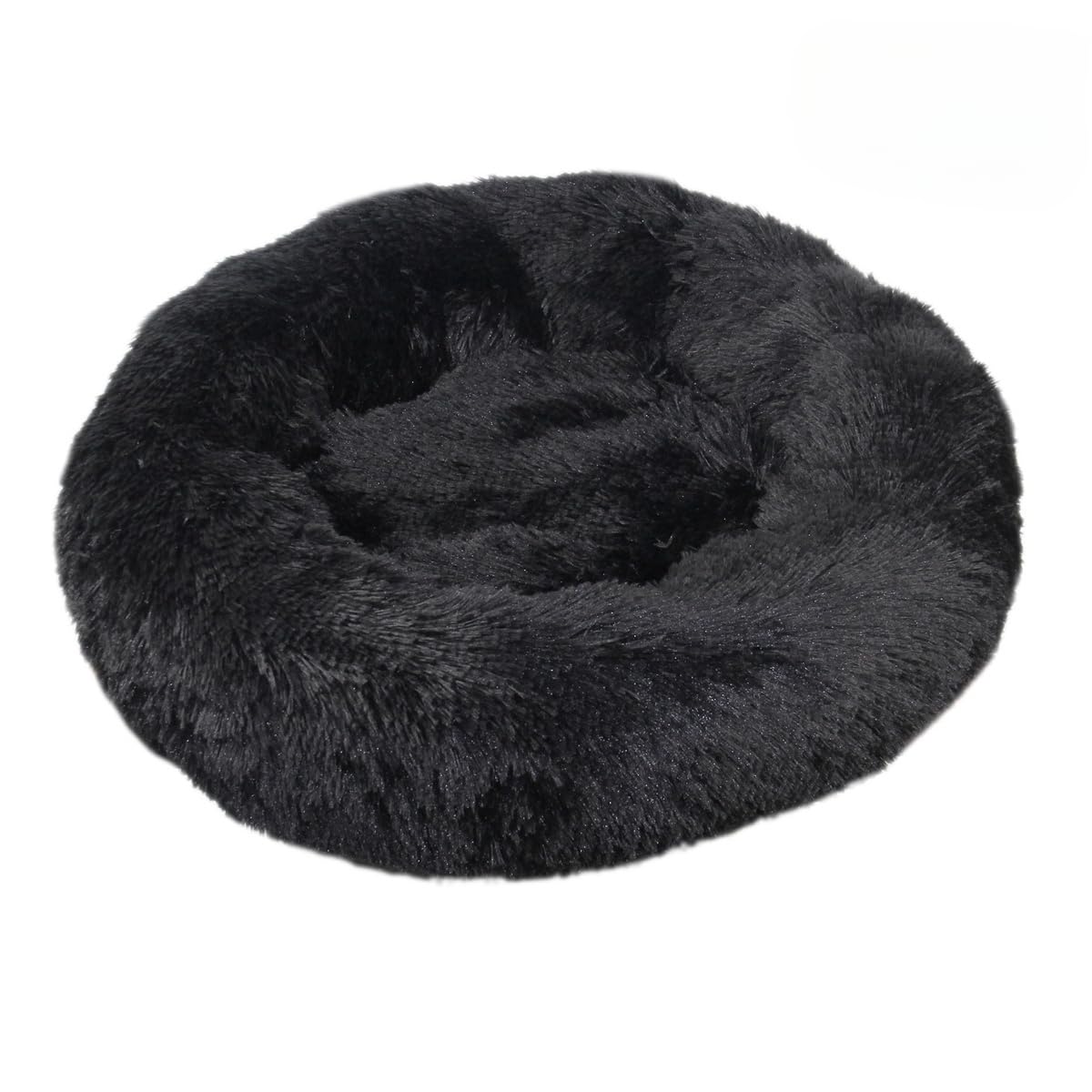 Xisnuient Dog Cat Donut Bed Soft Comfy Plush Puppy Kitten Cuddler Round Bed Anti-Slip Bottom Orthopedic Dog Beds Gift for Small Dogs and Cats (60cm,Black)