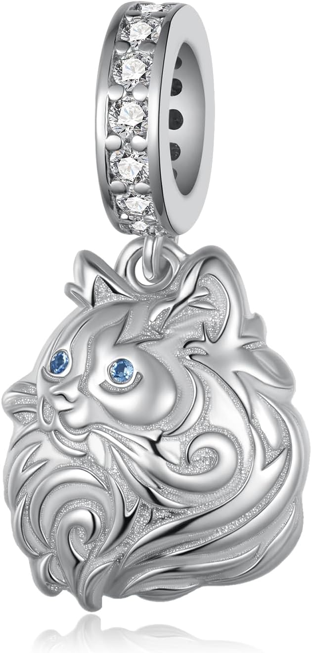 Ragdoll Cat 925 Sterling Silver Cat Charms for Bracelets Animal Jewelry Gifts for Women