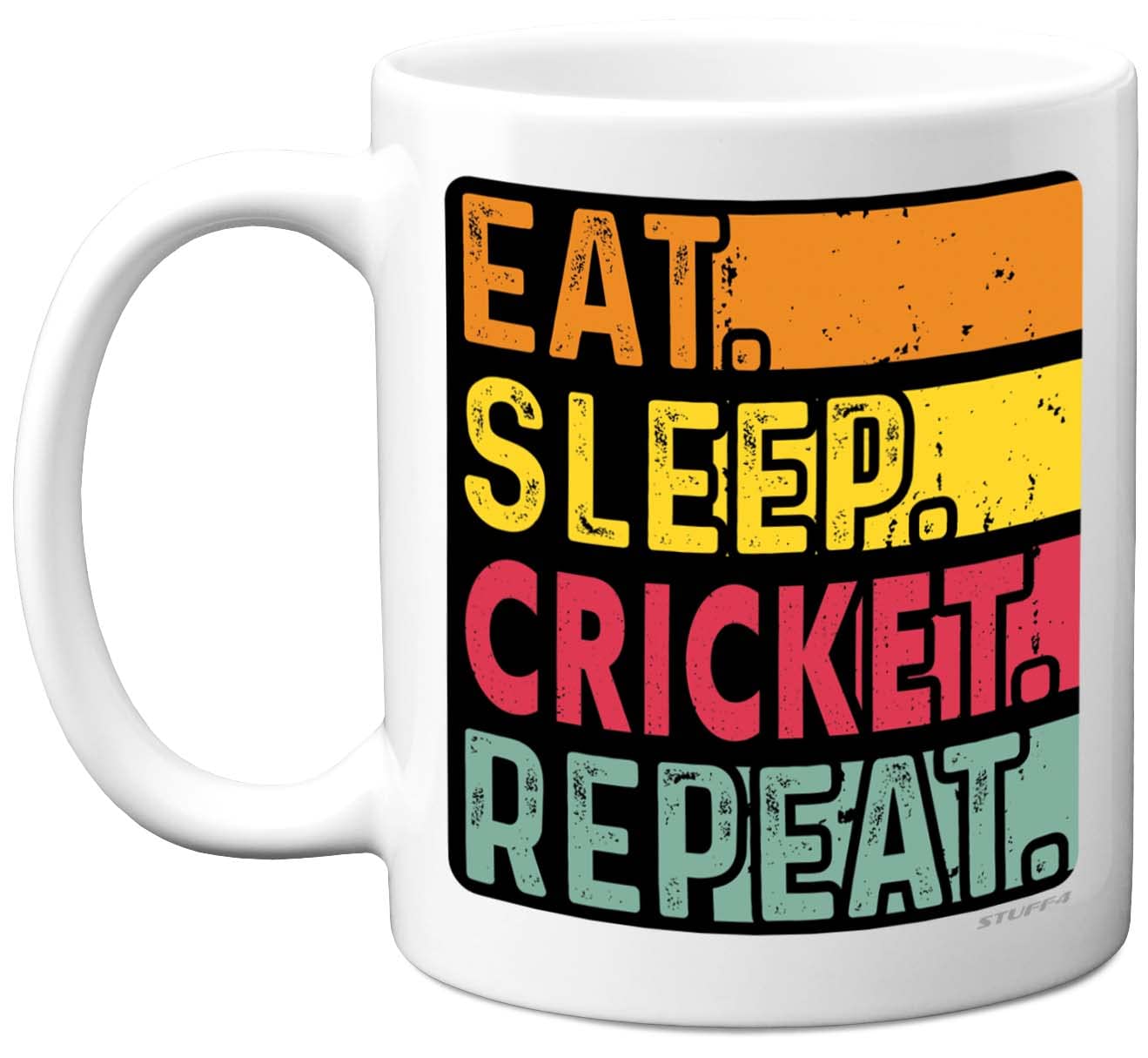 Stuff4 Birthday Mug Gifts for Men Women Him Her - Eat, Sleep, Cricket, Repeat - Funny Happy Birthday Present Gift for Sport Game Lovers, 11oz Ceramic Dishwasher Safe Premium Mugs