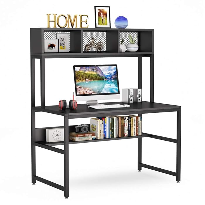 Buy Tribesigns Computer Desk with Shelf and Hutch, Modern Home Office