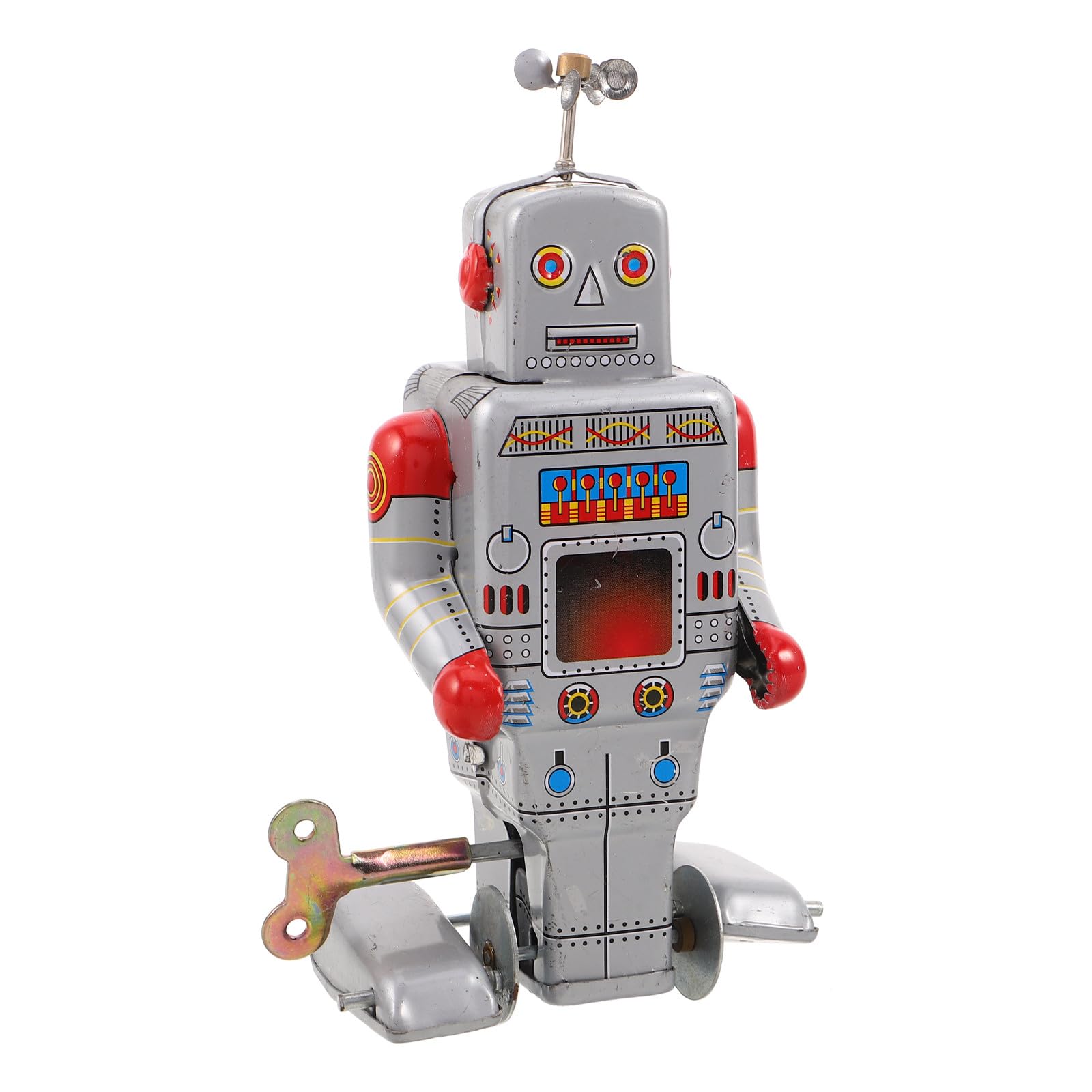 Robot Giocattolo a Carica Manuale: Figura Meccanica retrò in Latta con meccanismo a orologeria - Robot Meccanico in Metallo Che Cammina - Oggetto da Collezione per Decorazione da scrivania,