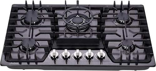 Miniatura 2 de Placa de cocina de gas de 30 pulgadas, estufa integrada de 5 quemadores, estufa convertible de acero inoxidable GLPNG, placa sellada de combustible