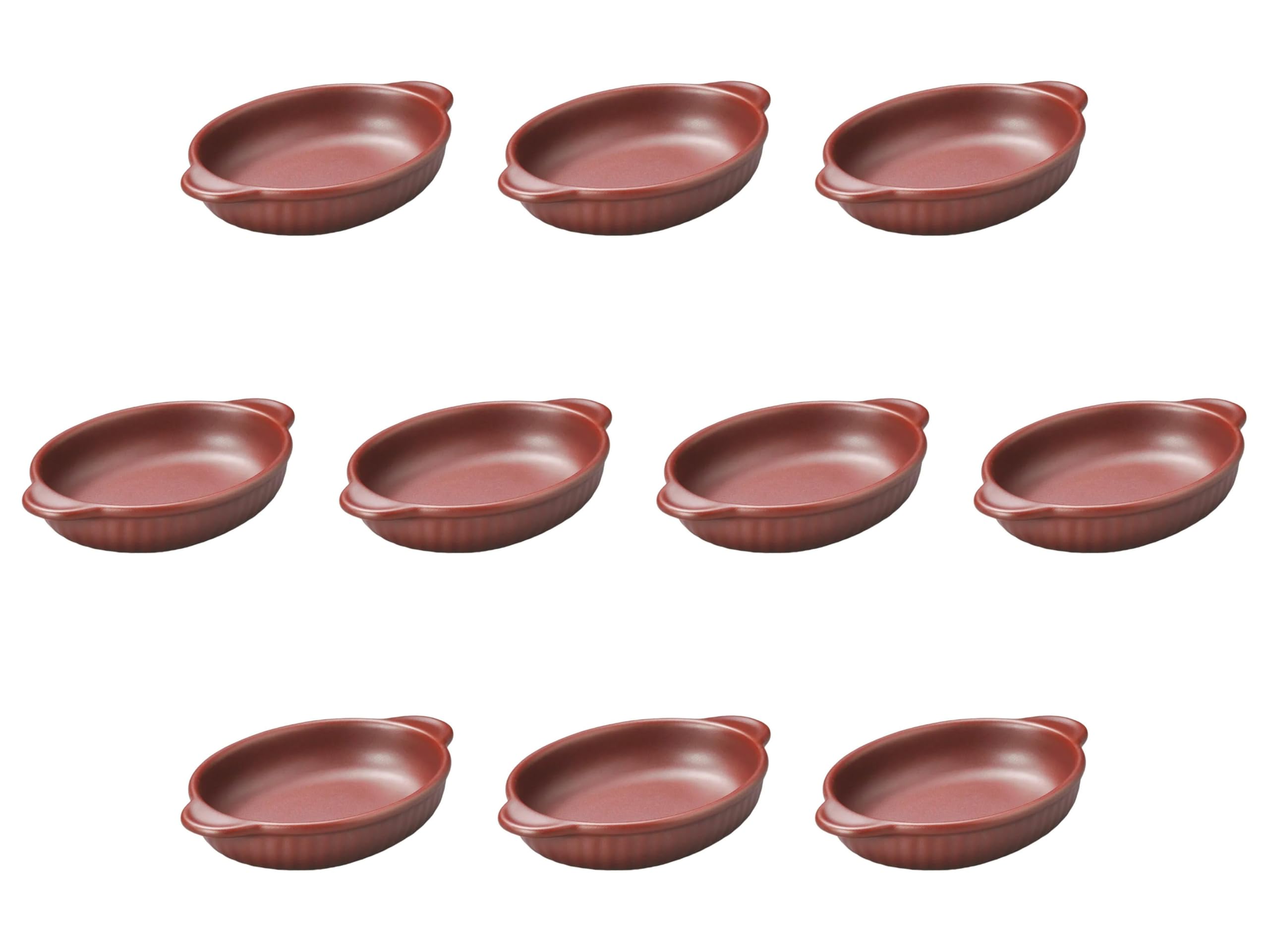 Set of 10, Iron Red Boat Gratin [9.2 x 5.8 x 1.7 inches (23.4 x 14.8 x 4.2 cm) | Setomonohonpo