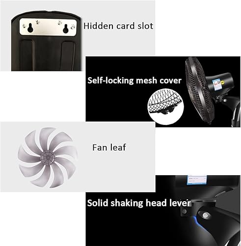 Miniatura 6 de Ventilador industrial oscilante ajustable de montaje en pared, 5 aspas ajustables de 3 velocidades, alta velocidadnegroresistente, para exteriores,