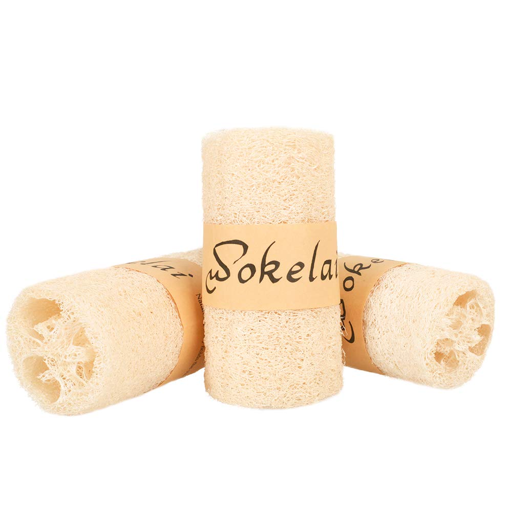 wokelaiExfoliating Loofah Back Scrubber Set Loofah Sponge Face loofa Brush Facial Scrub Pad Lofa Loofa Luffa Loffa shower Puff for Men and Women Remove Dead Skin Personal Care Close Skin Bath Spa a