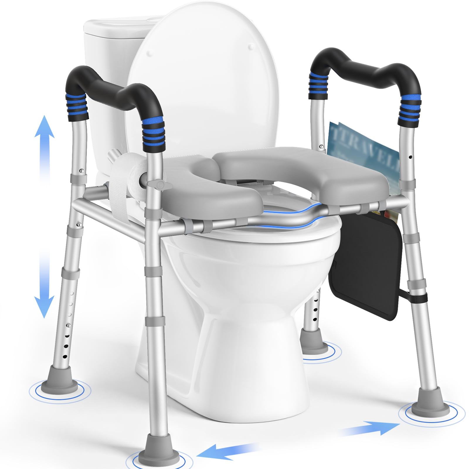 Photo 1 of KingPavonini Toilet Seat Risers for Seniors, Raised Toilet Seat with Handles with Adjustable Height & Width, Soft Padded Seat, Elevated Toilet Seat Riser, Load 500lb, Fit Any Toilet