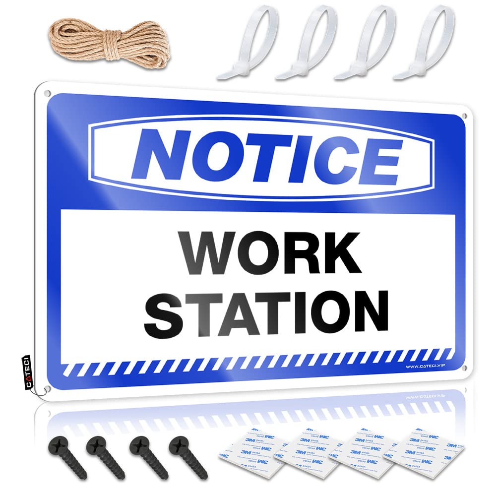 Metal Signs Funny Notice Work Station Tin Sign Vintage Metal Tin Sign Funny Plaques For Men