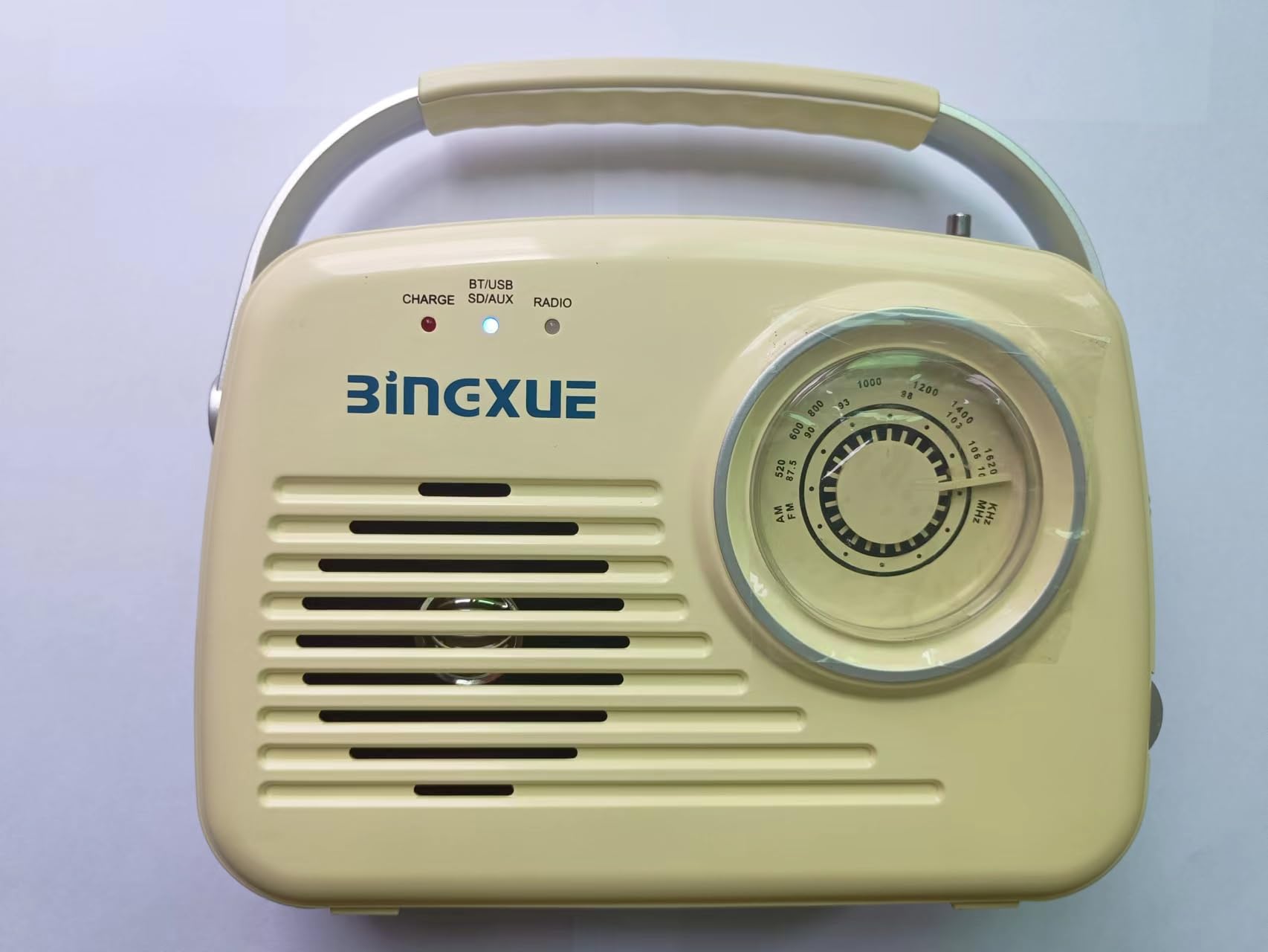 Radios AM FM portables, alimentées par piles et à brancher au mur pour la maison/extérieur/la cuisine, radio rétro vintage avec Bluetooth, grand cadran facile à utiliser (beige)