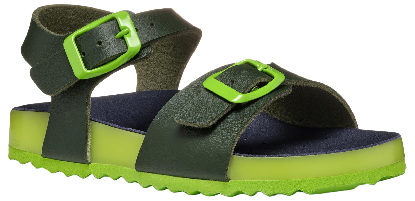 Geox J Ghita BOY C Sandal, Dk Green/Lime, 10 UK Child