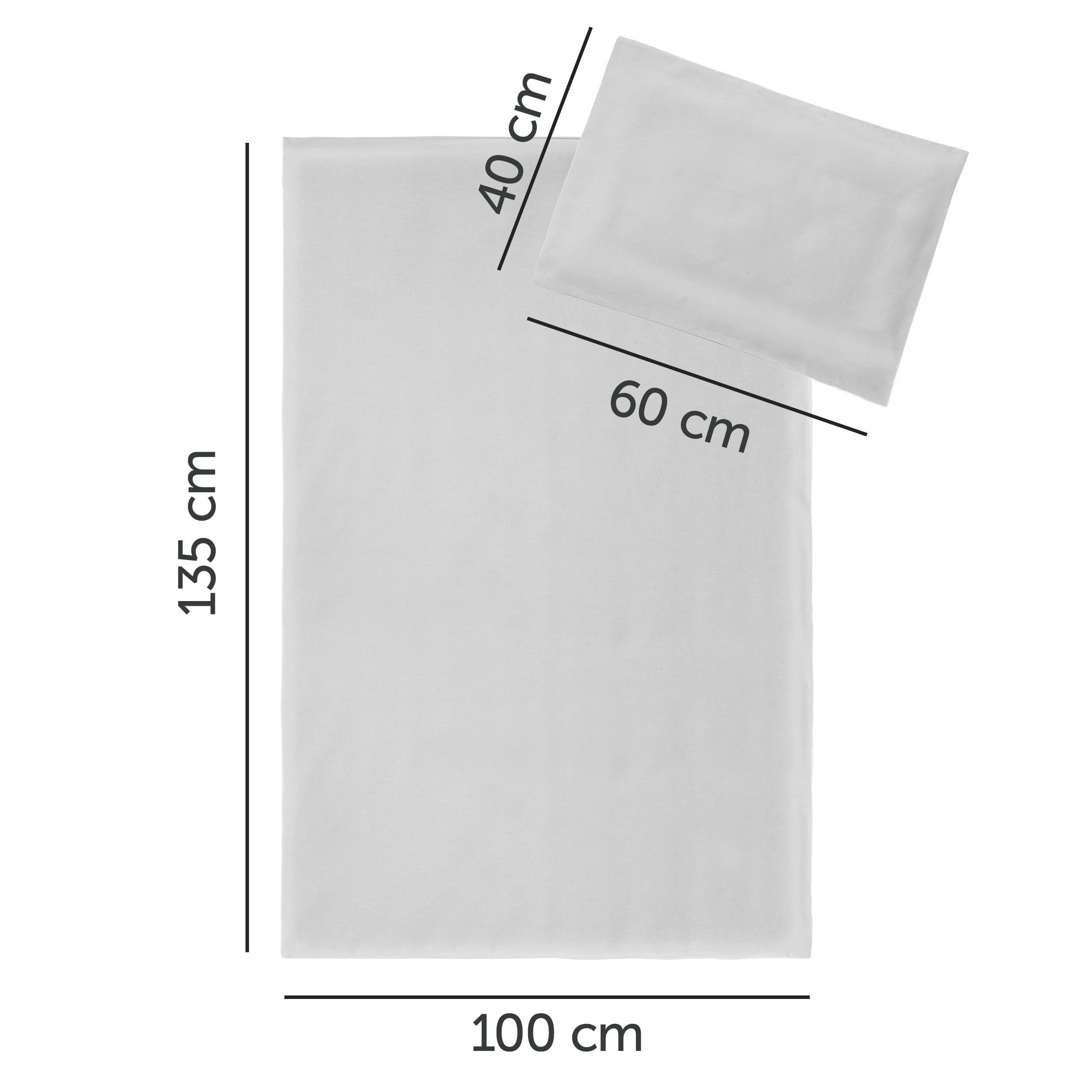 MAKIAN Juego Nórdico Cuna 2 Piezas 100x135 cm 40x60 cm | Ropa de Cama para Bebé 100% Algodón Transpirable Ideal para Recién Nacidos y Pieles Sensibles | Certificado Oeko-Tex - Gris