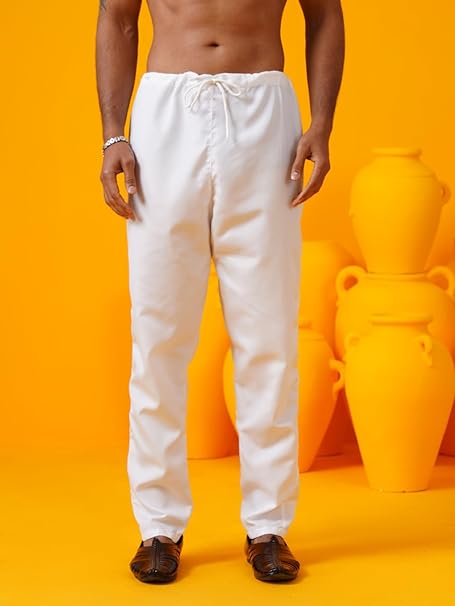 SOJANYA (Since 1958 Men's Cotton Rayon Sequinned Embroidered Kurta with White Pyjama - Image 7