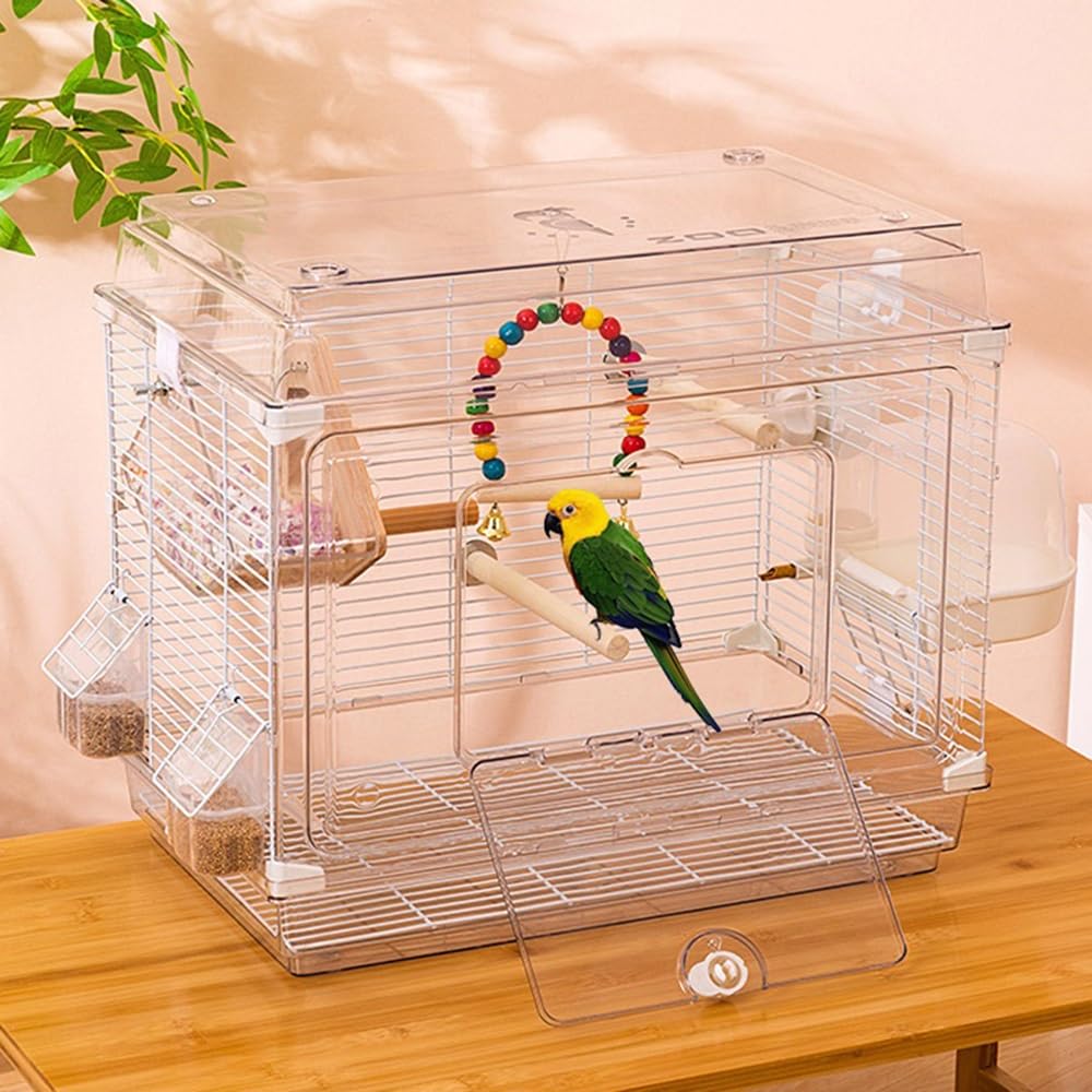 Gabbia Bird Gabbia for Uccelli Pappagallo in Acrilico Orizzontale in Seta, Gabbia Ornamentale for Uccelli, Facile da Pulire Bird Cage