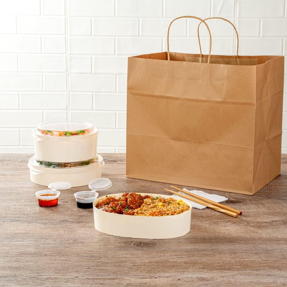 Restaurantware Taipei 38 Ounce Food Containers 100 Oval Wooden Bento Boxes - Lids Sold Separately Grease Impermeable Poplar To Go Boxes Disposable Serve Noodles Dumplings And More