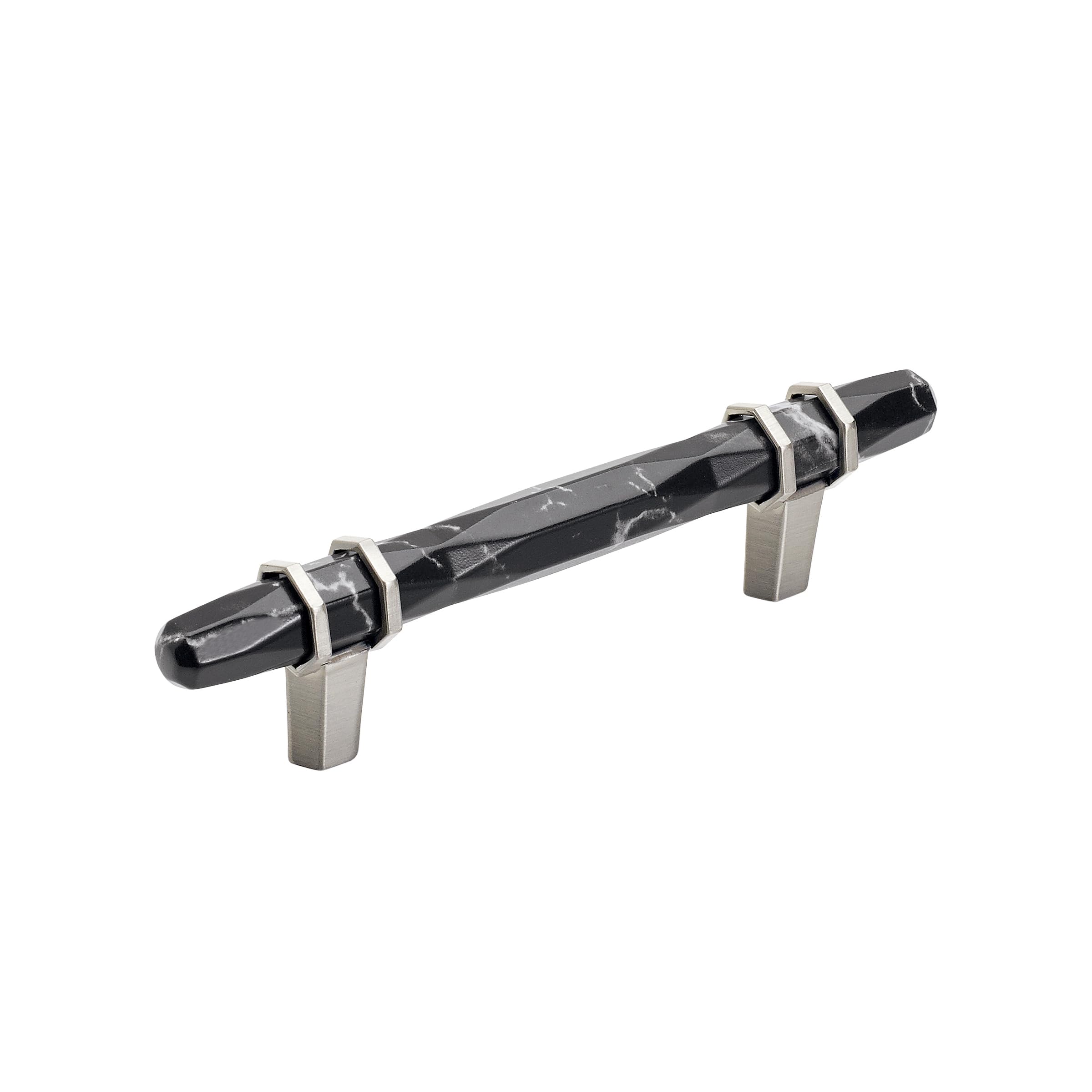 Amerock 3-3/4" Carrione Marble Black/Satin Nickel Drawer Pull