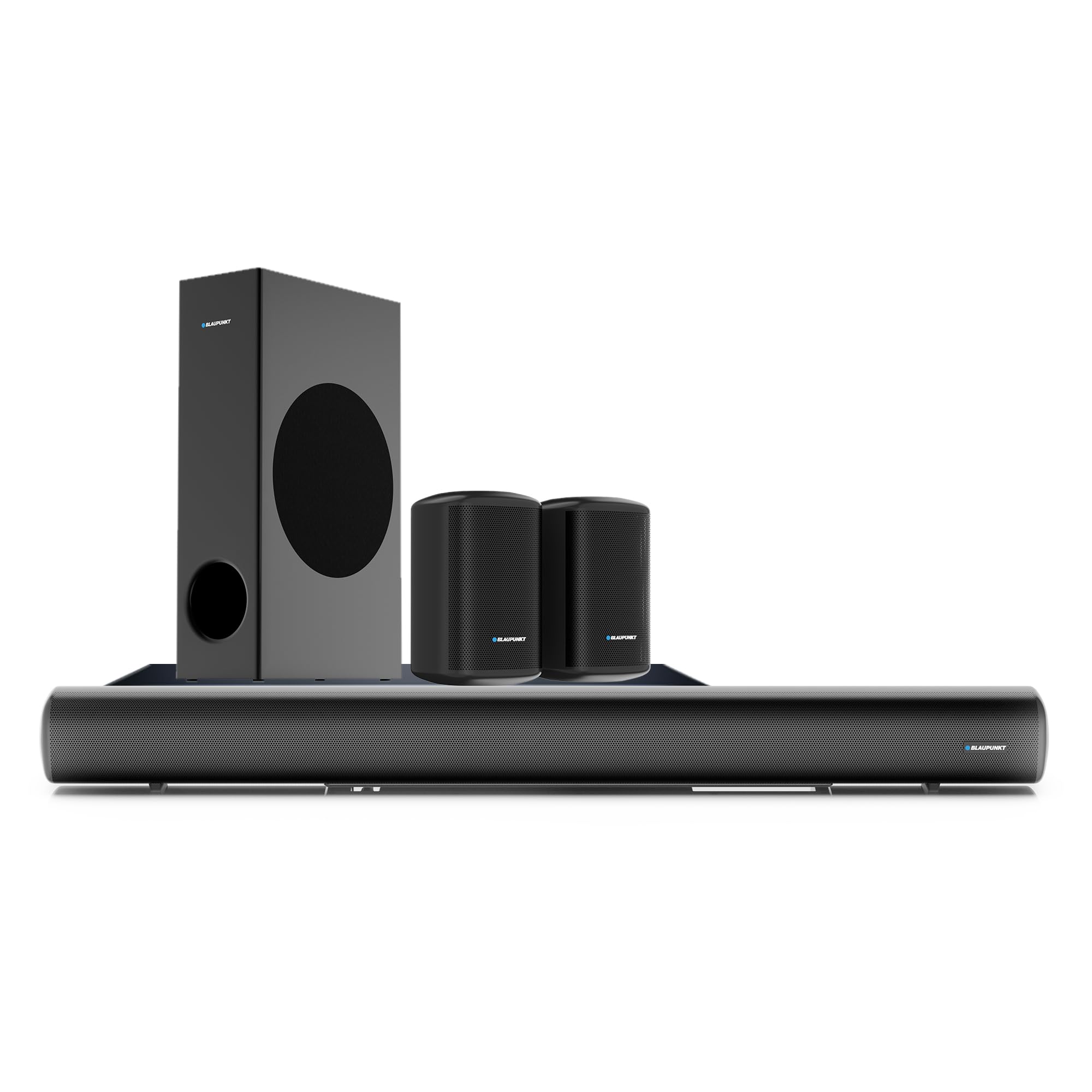 Blaupunkt SBW Chicago HT5.1 Soundbar with Wired Subwoofer & Satellites, Bluetooth, HDMI, Optical, USB, AUX, DSP Sound, Remote Control for Room Home Theater (Black)