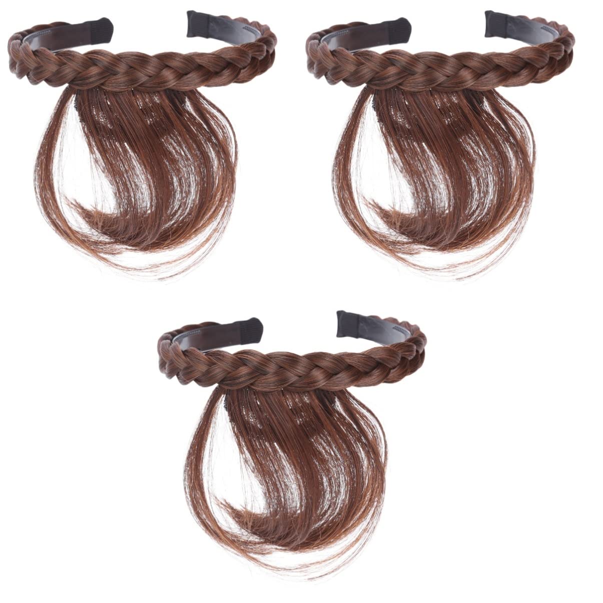 LALAFINA 3pcs Front Hair Bangs Braided Hair Headband Hair