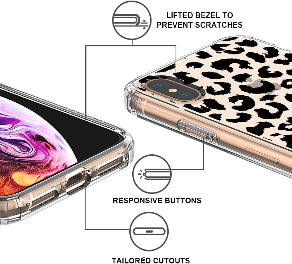 MOSNOVO Compatible for iPhone Xs Max Case, Clear Black Leopard Print Pattern Design Girl Women with Transparent TPU Bumper Protective Back Case Cover for iPhone Xs Max