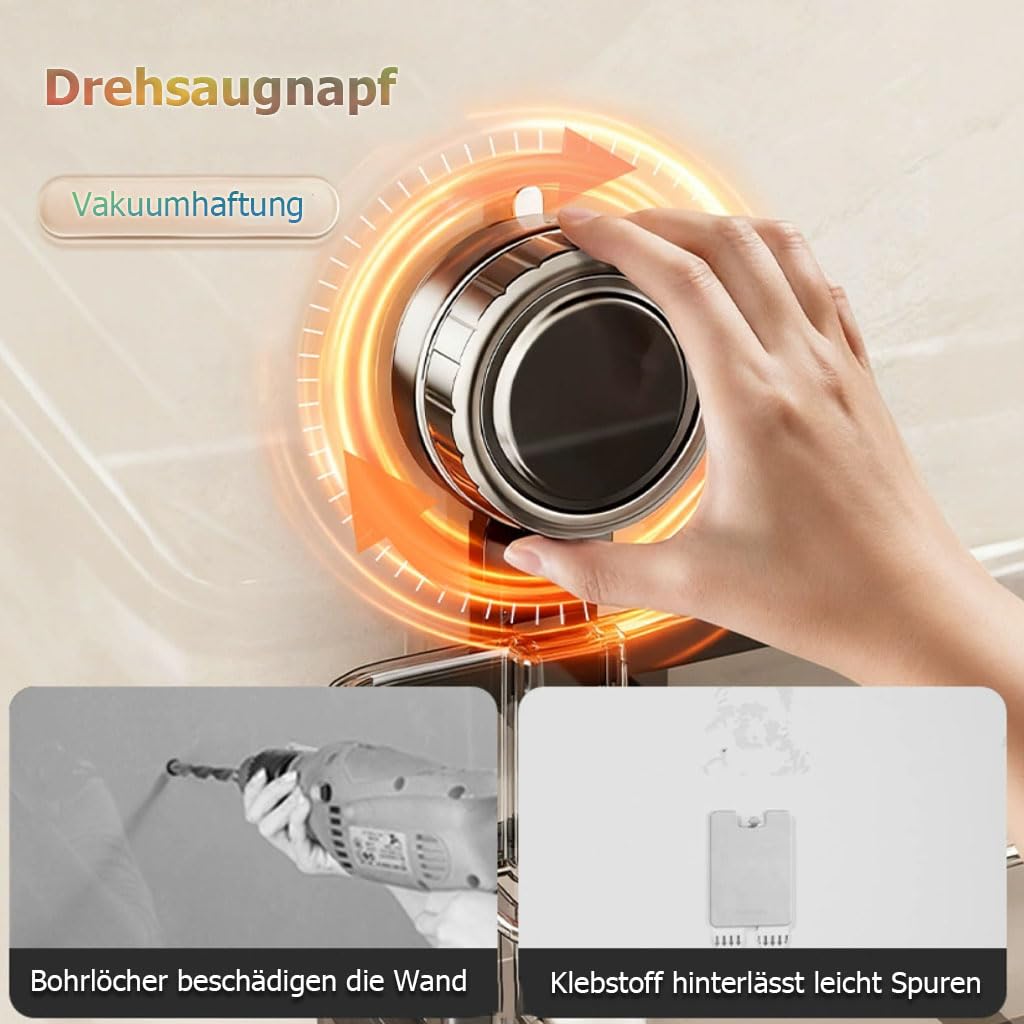 Estante de Ducha sin taladrar con Ventosa, Estante de Pared Organizador de baño con Agujeros de Drenaje, Soporte para champú para Ducha, Blanco y Negro,Blanca,40cm