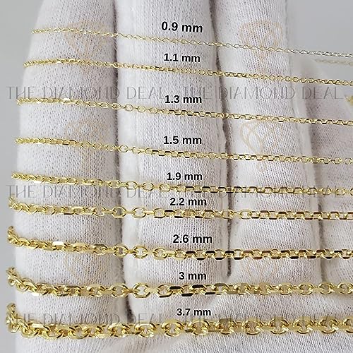 14k SOLID Yellow Gold 0.8MM-4.00MM Thick Shiny Diamond Cut Cable Link Chain Necklace for Pendants Charms with Lobster-Claw Clasp, REAL Gold Women’s Men's Jewelry (13" 16" 17" 18" 20" 22" 24" 30” inch)3