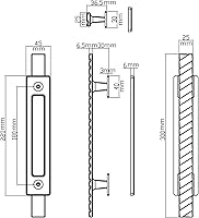 Vista 5 de Juego de manijas de puerta corrediza de granero de latón macizo, diseño de dos lados de alta resistencia de 12 pulgadas, para puertas correderas