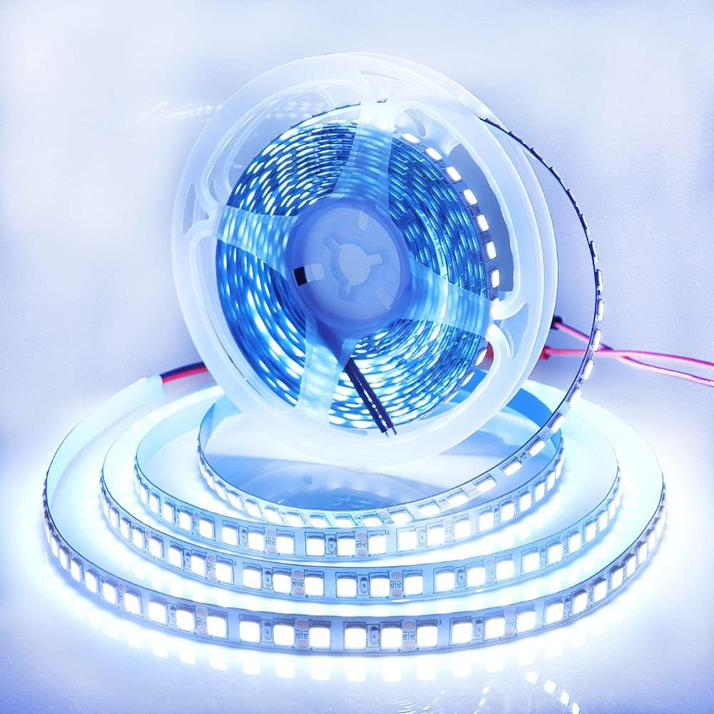 LED Light Strip, 16.4ft 600 Units SMD 5054 LEDs(5050 Upgraded), 16000LM Flexible 12V DC Waterproof IP67 Light Strips, LED Ribbon, DIY Christmas Home Kitchen Indoor Party Decoration(Cold White 6500K)