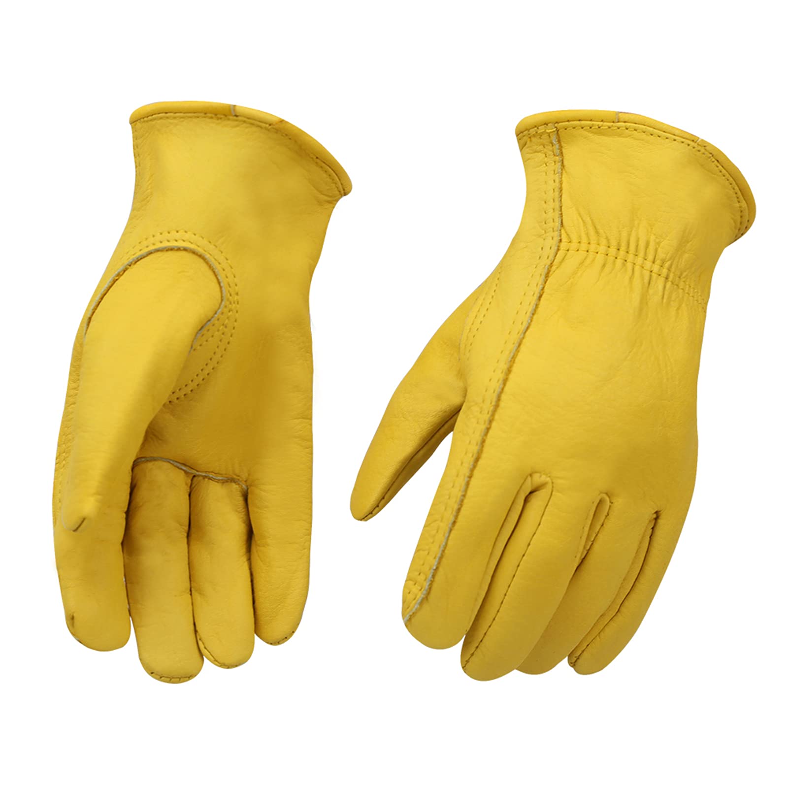 OLSON DEEPAK Cowhide Leather Work Gloves for Driving/Gardening/Cutting/Building/Farm