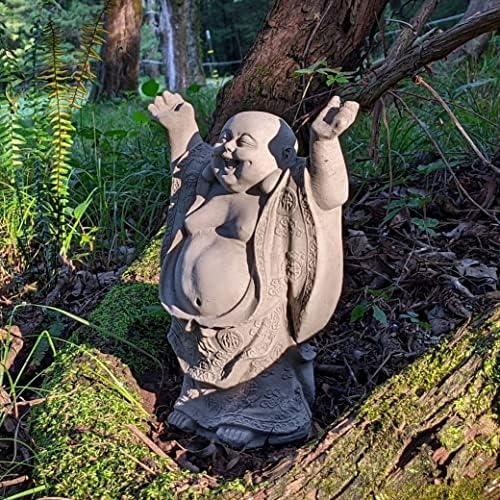 Super Happy Buddha Statue: Solid Durable Stone Statue w/Distresse...