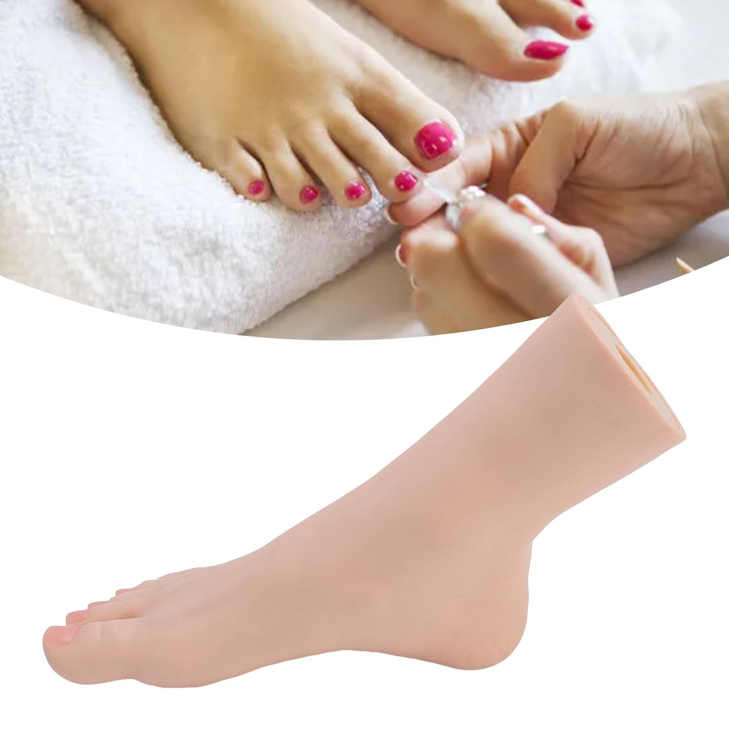 Soft Silicone Foot Model, Practice Fake Foot, Realistic Female Mannequin Feet, Flexible Simulation Feet for Nail Art, Jewelry Display, Photography, Manicure, Sketch (Right Foot)