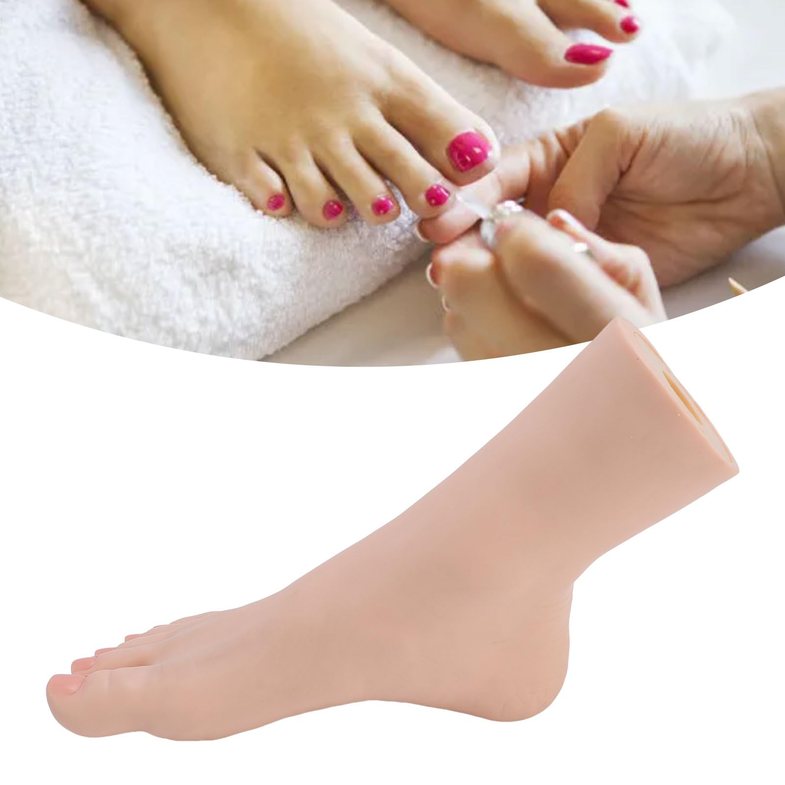 Premium Silicon Foot Mannequin, Lebensechte Flexible Gelenkpositionierungsmodell für Nagelkunst -Fotoshooting -Display, Geeignet für Schönheitstraining (Rechter Fuß)