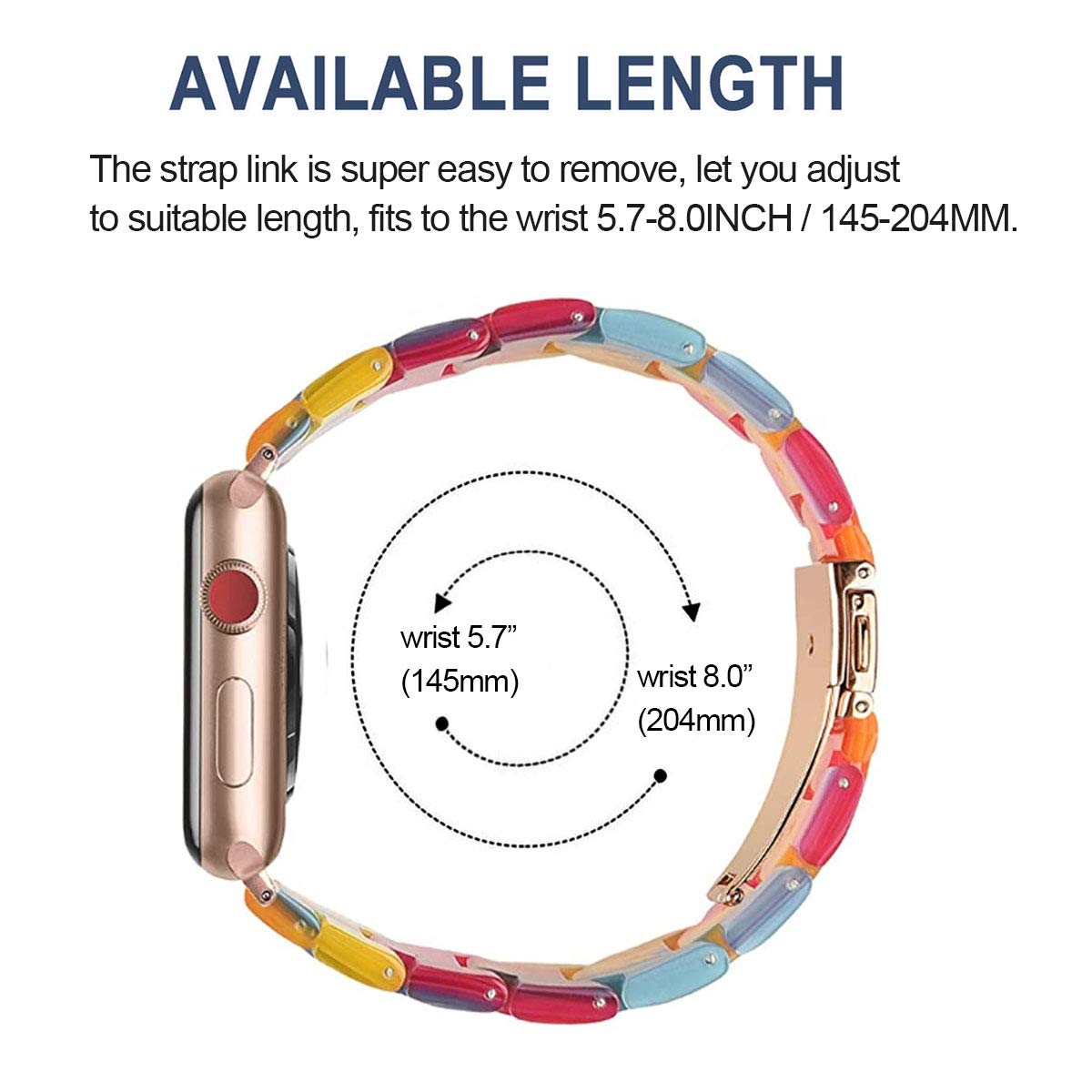 DEALELE Bands Compatible with Apple Watch 49mm 46mm 42mm 45mm 41mm 44mm 40mm 38mm, Colorful Resin Replacement Strap for iWatch Series 10/9 / 8/7 / 6/5 / 4/3 / Ultra/SE Women Men — view 7