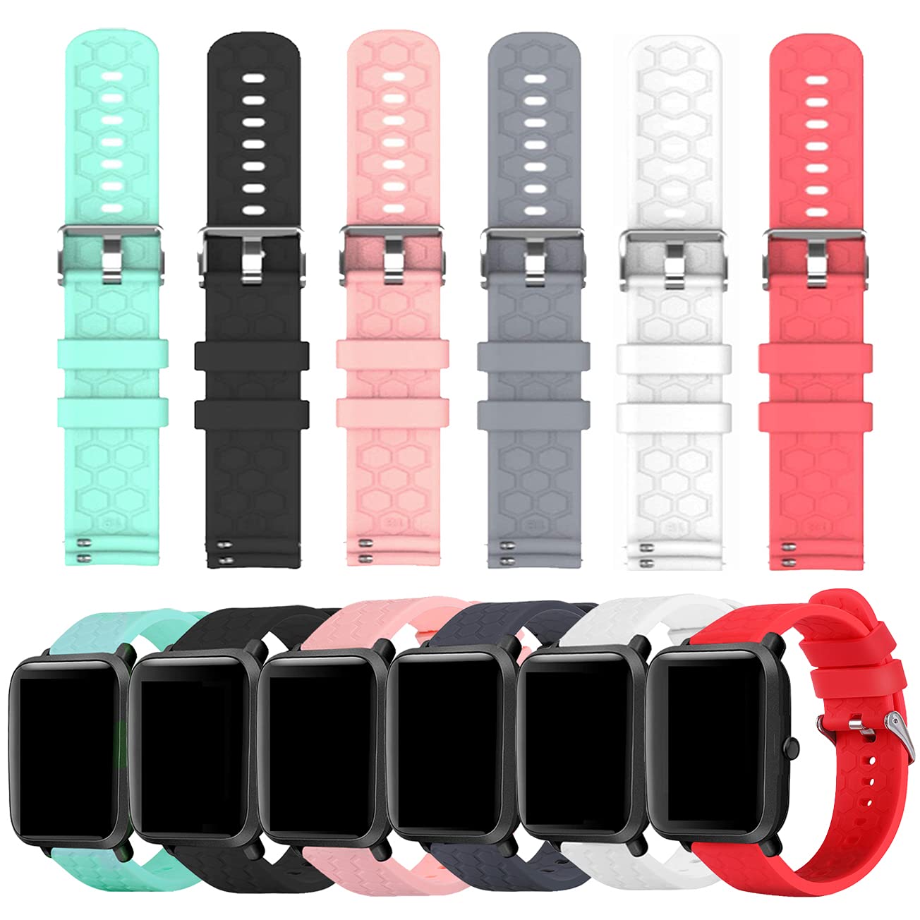 6Pack Soft Silicone Bands Compatible with Dirrelo GT01 Smart Watch Bands, Replacement Quick