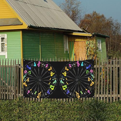 MINDBBDFJ Music Notes Print Banners And Signs For Outdoor/Indoor,Personalized Banner Customizable Parties Halloween Banner (180x90cm)4