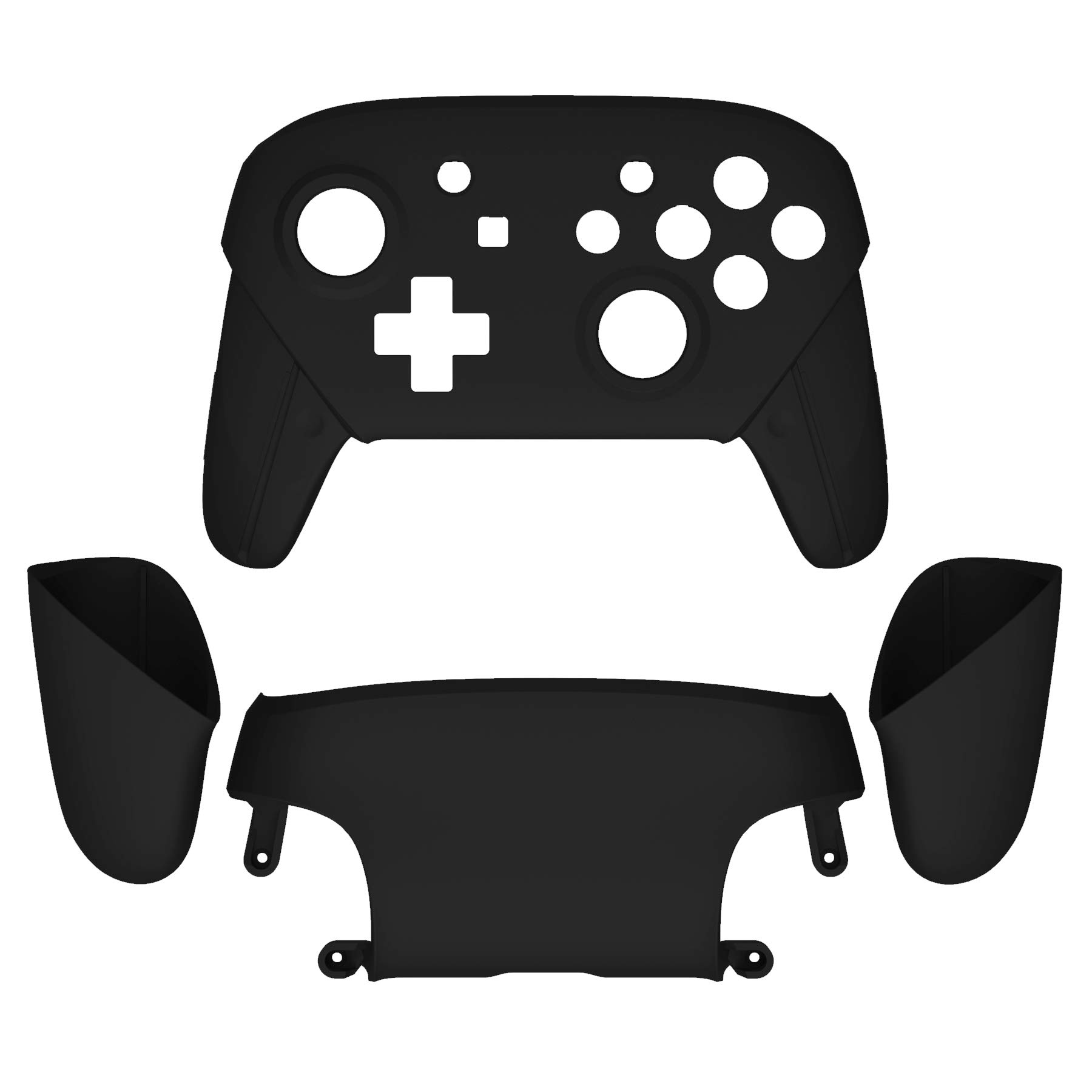eXtremeRate Carcasa Agarre para Nintendo Switch Pro Funda Delantera Trasera Asa Shell de Tacto Suave Grip de Reemplazo para Nintendo Switch Pro Control-No Incluye el Mando(Negro)