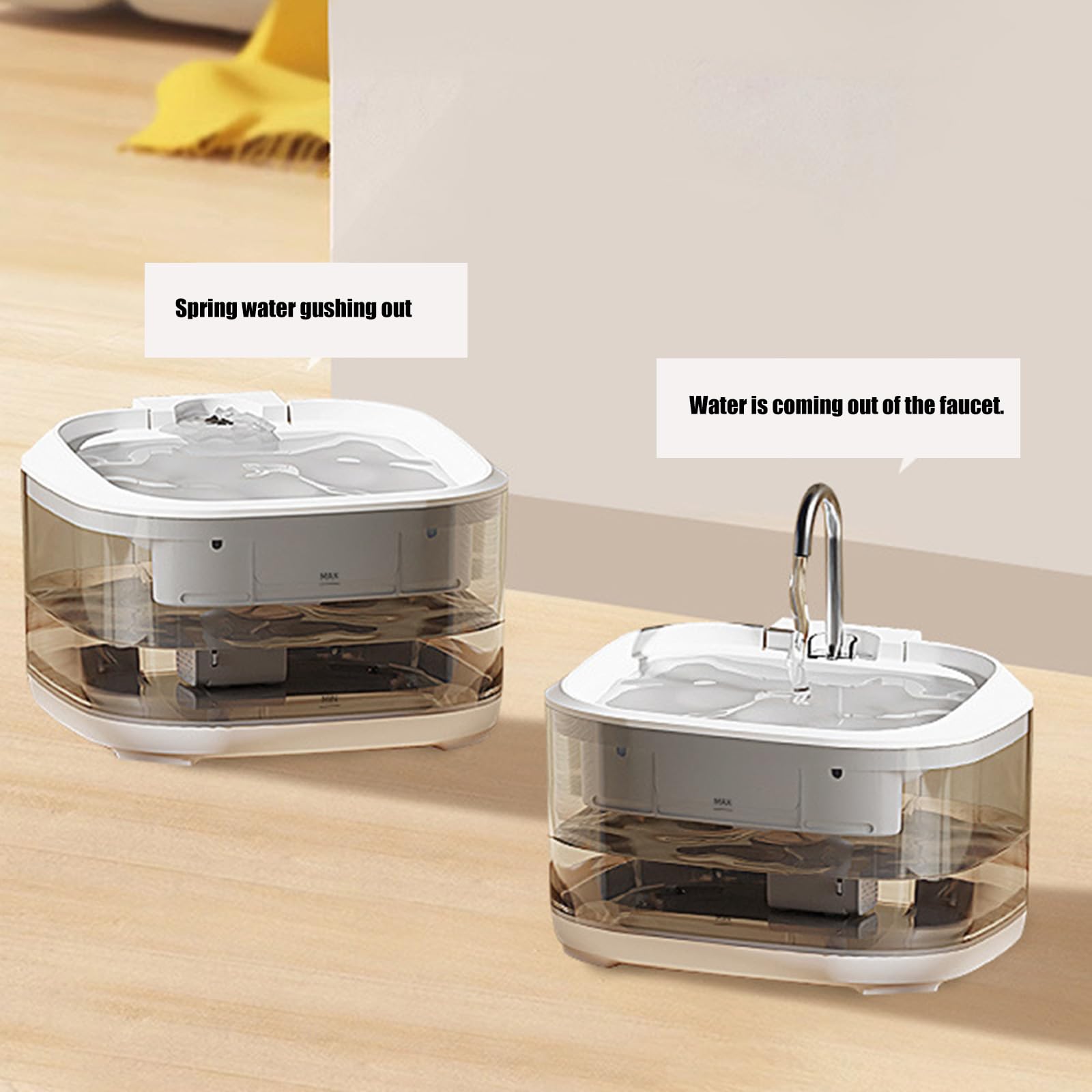 Dispensador de agua para gatos con cuenco de acero inoxidable de filtración, fuente de agua de bajo ruido para circulación automática de agua, fuente de agua para mascotas