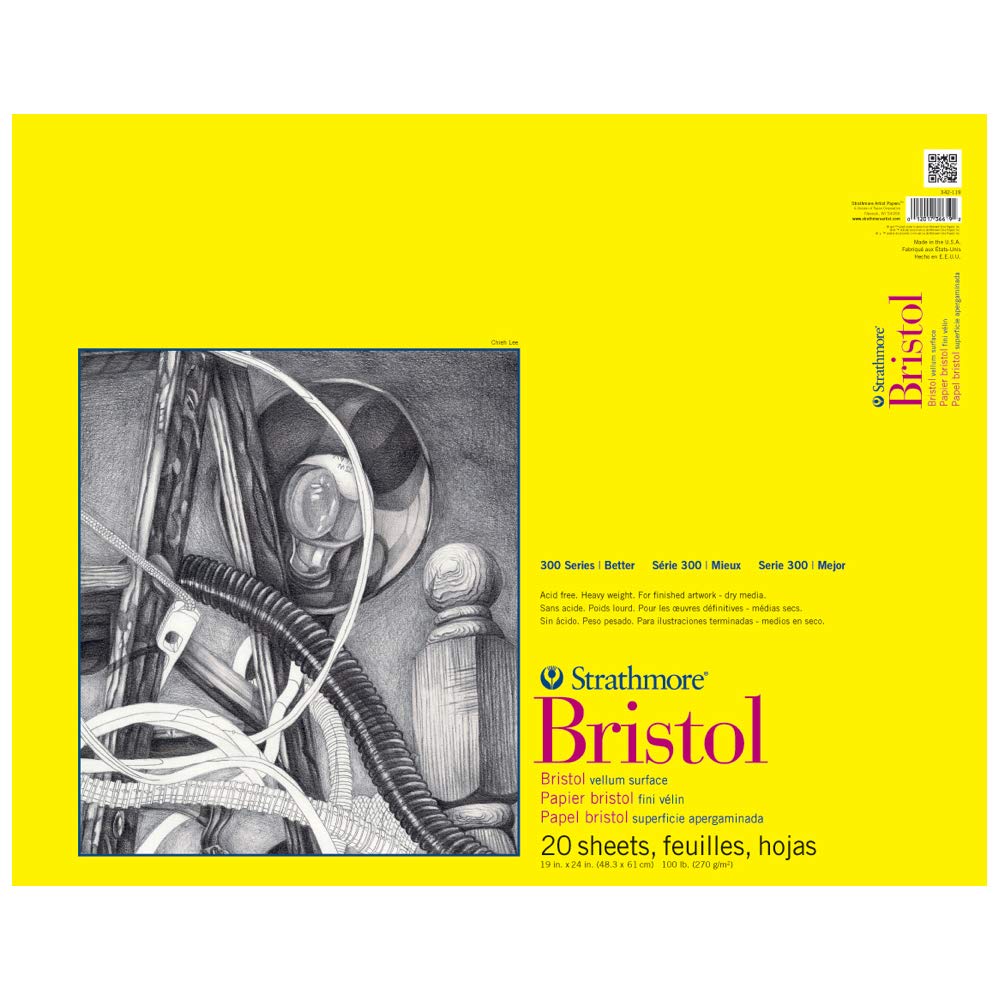 Strathmore Bristol Vellum Paper Pad 19 x 24-inch, 20 Sheets, Tape Bound, 19" x 24"