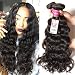 Unice Hair Brazilian Natural Wave 4"x4" Free Part Lace Closure with 3 Bundles Hair Weft 100% Virgin Human Hair Natural Color (18 20 22+14Closure)