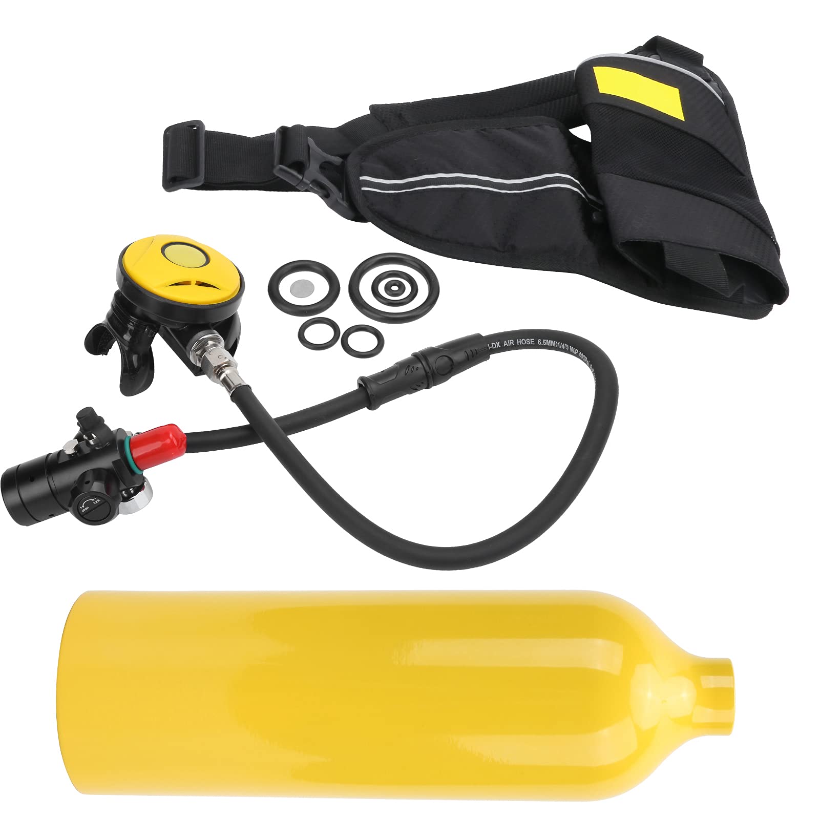 Scuba Diving Tank Kit, Mini Dustproof 1L Scuba Tank Kit for Snorkeling Equipment(Yellow oxygen bottle)