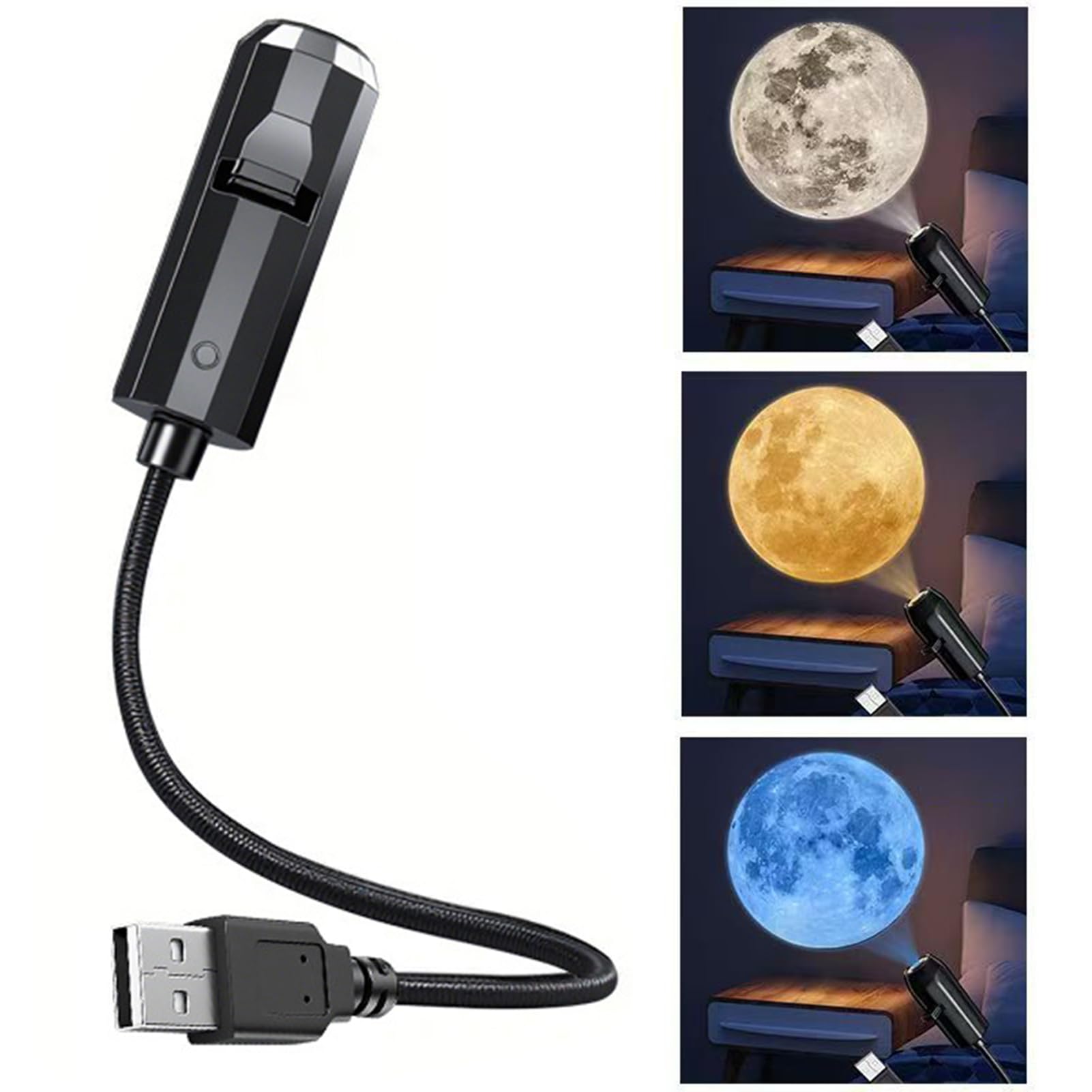 CHENRI USB Moon Projector Night Light (3 Films)