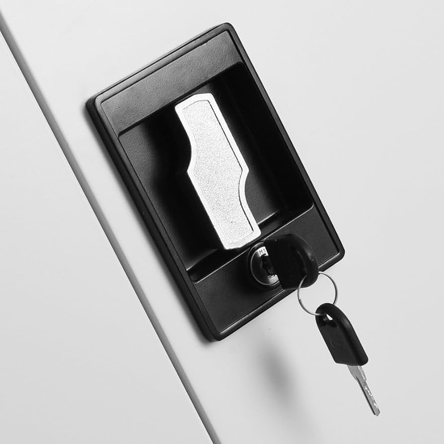 Filing Cabinet Lockable Steel Storage Cupboard W/2 Transparent Doors - Dark Grey