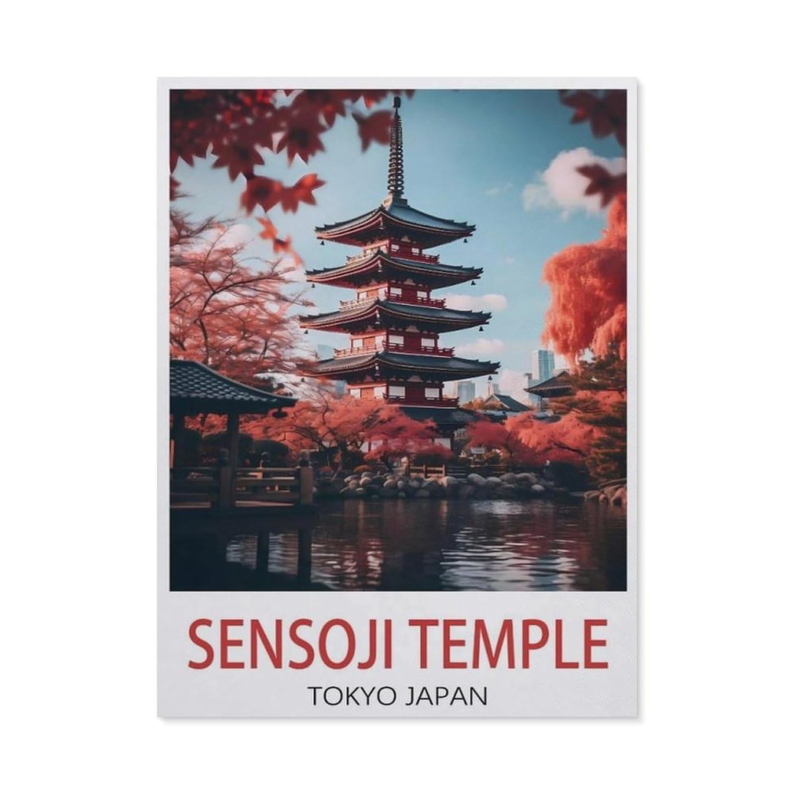 Adult Paint by Numbers，Sensoji Temple Tokyo Japan Vintage Travel Poster，DIY Paint by Numbers for Adults and Kids Painting by Numbers on Canvas Art Crafts Gift for Home Wall Decorations(30x40cm）-AV18