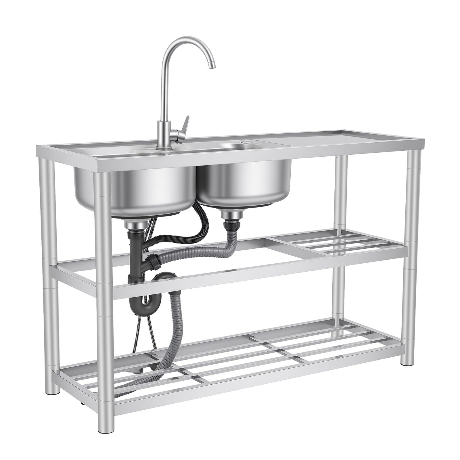 Évier de cuisine autonome en inox pour résoudre le manque de place et de lavage