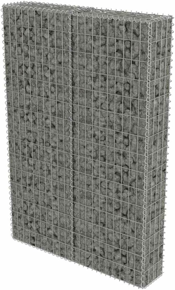 vidaXL Gabion Wall, Gabion Basket Post for Outdoor Garden Patio Privacy Protection, Gabion Wall with Covers, Rock-Stone Wall, Galvanized Steel