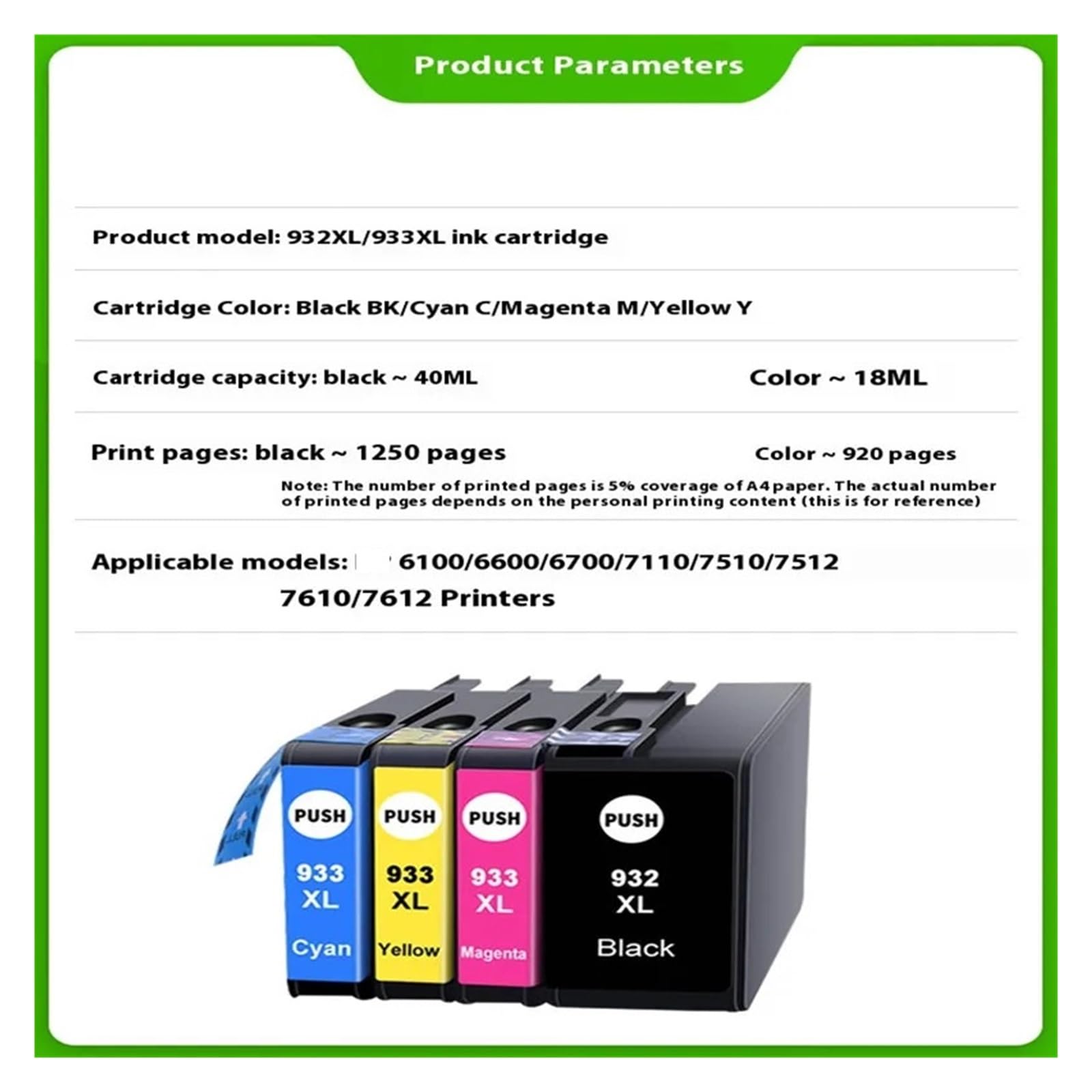 4PCS 932XL 933XL Cartuccia Compatibile Con HP Officejet